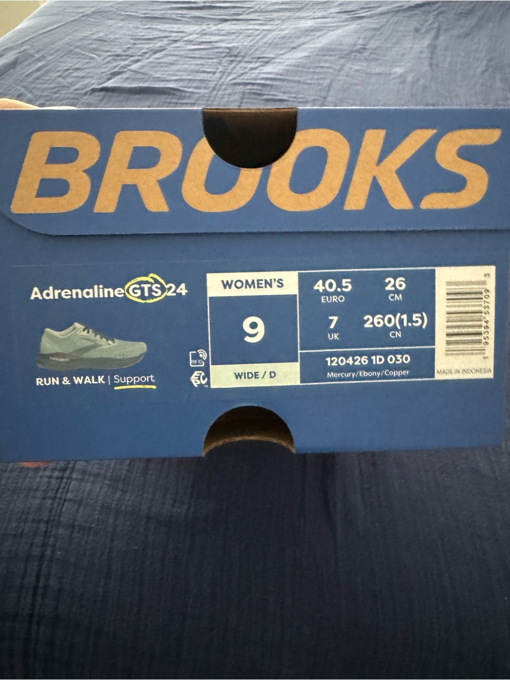 Brooks Women's Adrenaline GTS 24 Running Shoes 9D Wide - Mercury/Ebony/Copper - Picture 3 of 6